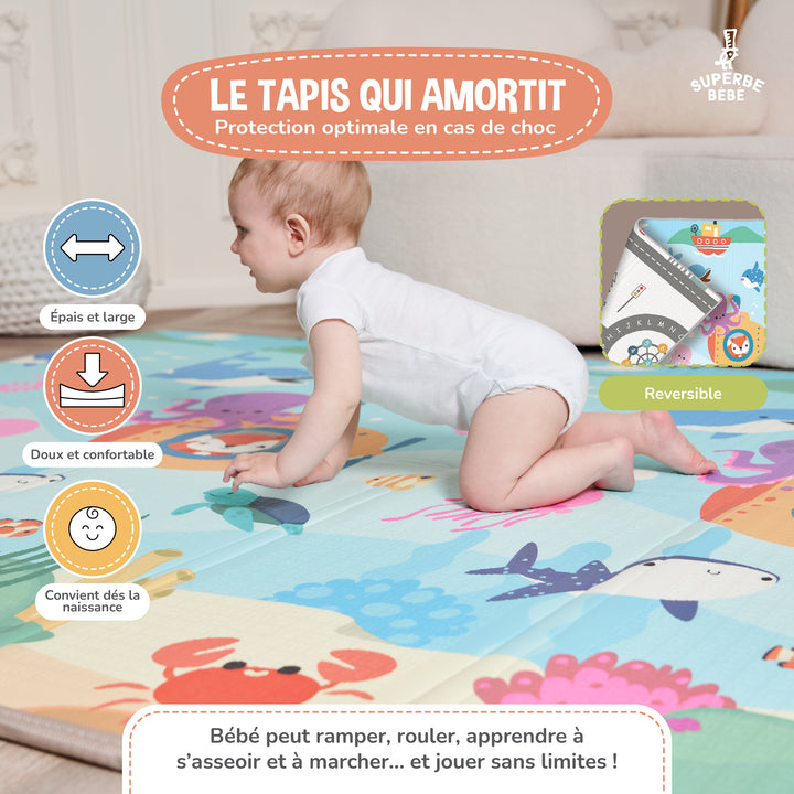 Tapis de Jeu en mousse, épais et pliable - Superbe Bébé#couleur_sea
