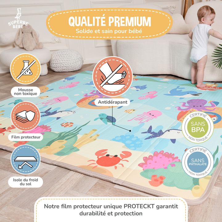 Tapis de Jeu en mousse, épais et pliable - Superbe Bébé#couleur_sea