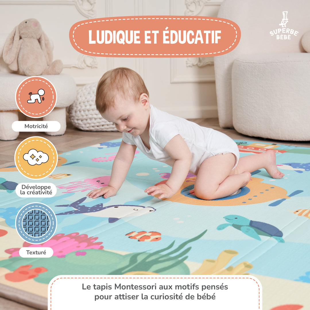 Tapis de Jeu en mousse, épais et pliable - Superbe Bébé#couleur_sea