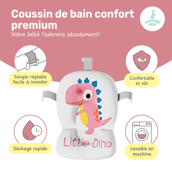 Baignoire bébé pliable compacte DINO – Coussin & thermomètre inclus