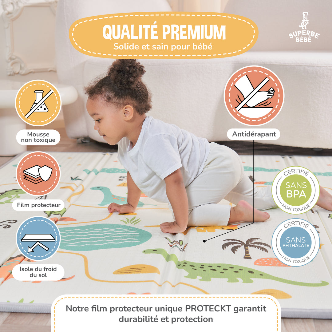 Tapis de Jeu en mousse, épais et pliable - Superbe Bébé#couleur_dino