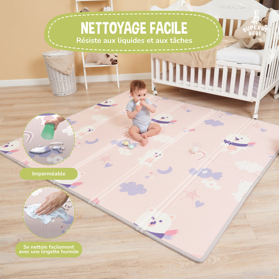Tapis de Jeu en mousse, épais et pliable - Superbe Bébé#couleur_pink-panda
