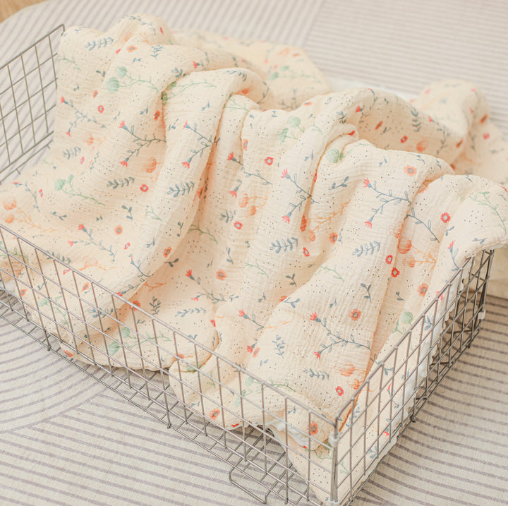 Couverture enfant en mousseline et minky#couleur_poppy