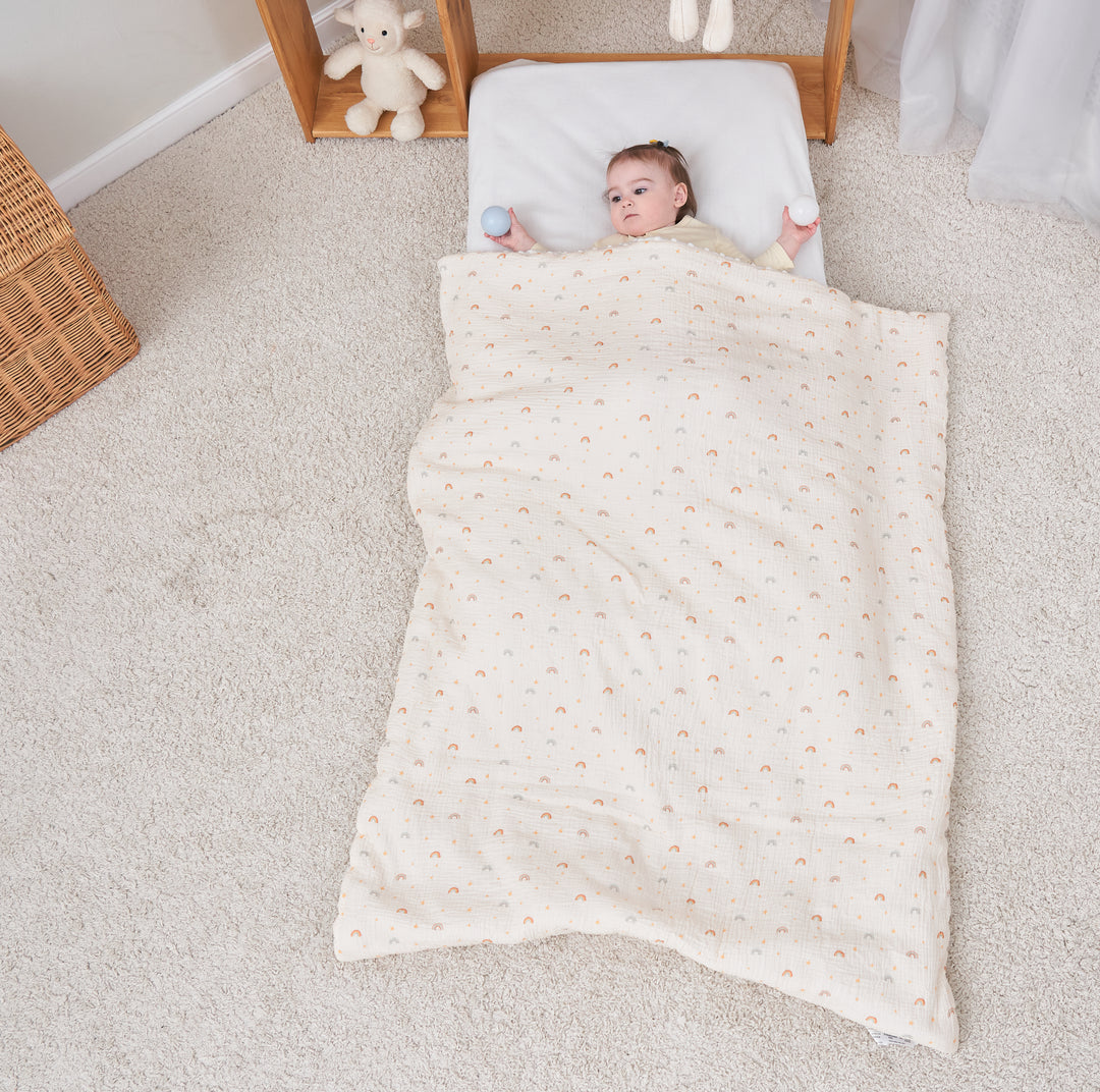 Couverture enfant en gaze de coton Oeko-Tex et minky