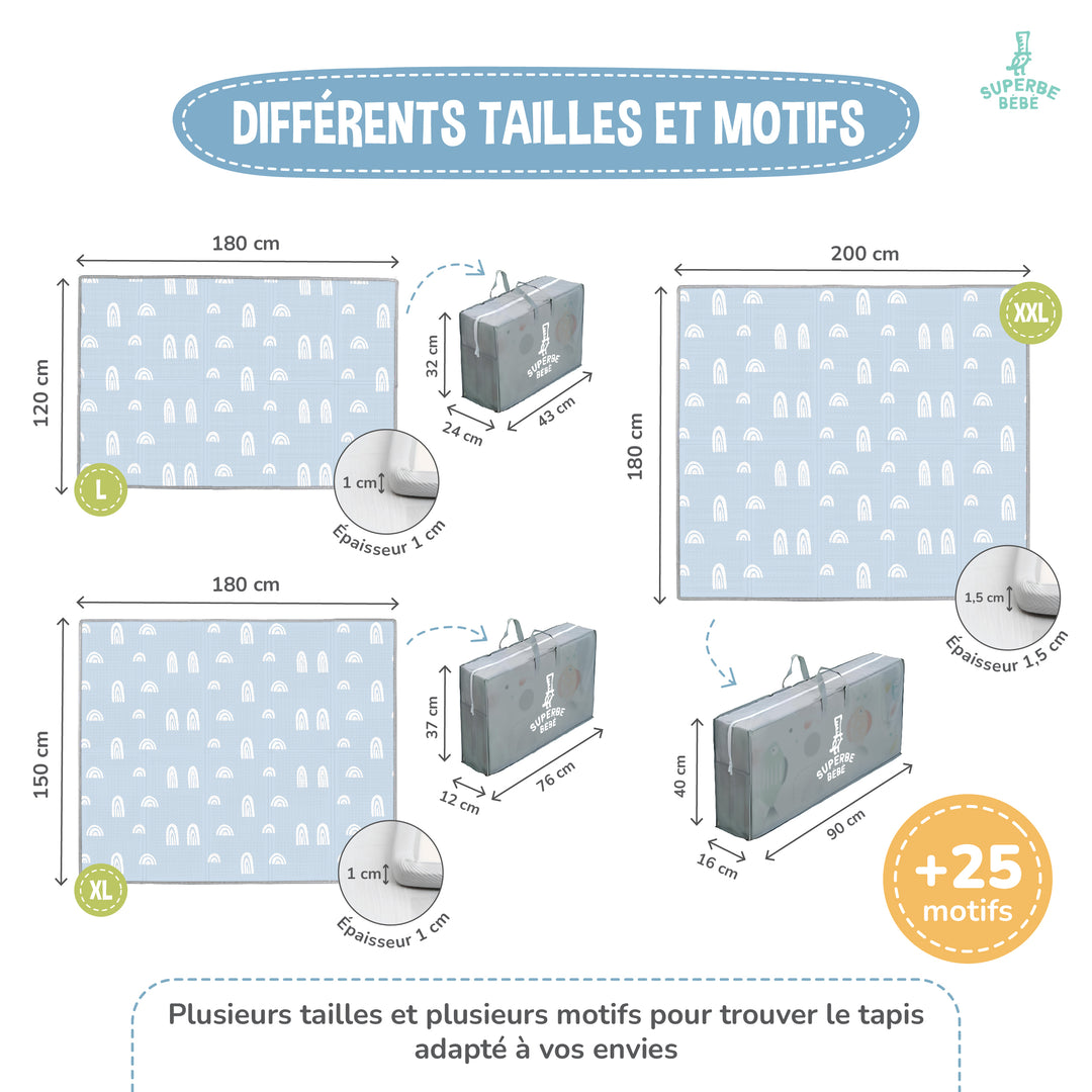 Tapis de Jeu en mousse, épais et pliable - Superbe Bébé#couleur_rainbow-sky