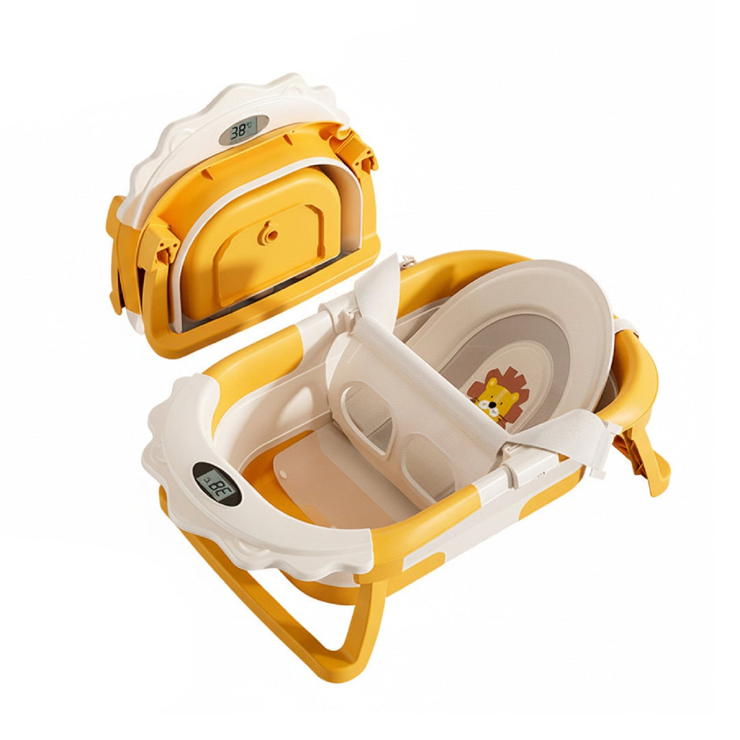 Baignoire bébé pliable compacte LION – Coussin & thermomètre inclus#couleur_yellow