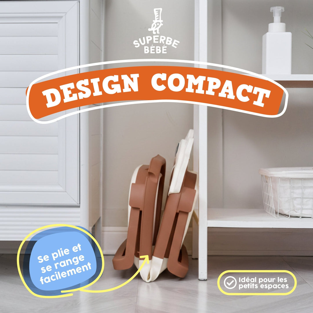 Baignoire bébé pliable compacte LION – Coussin & thermomètre inclus#couleur_brown