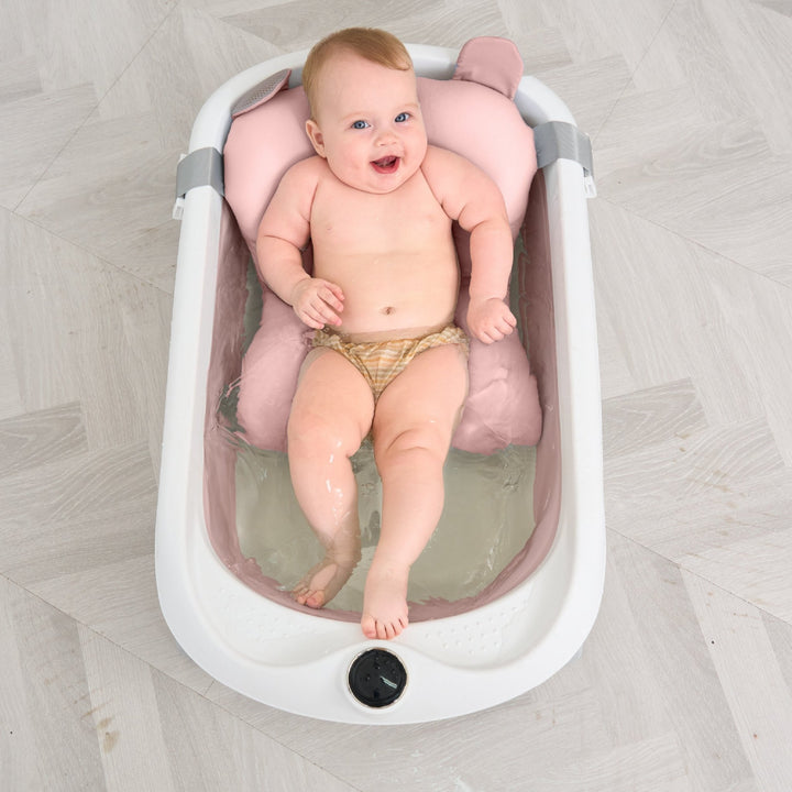 Baignoire bébé pliable - Thermomètre et coussin inclus#couleur_pink