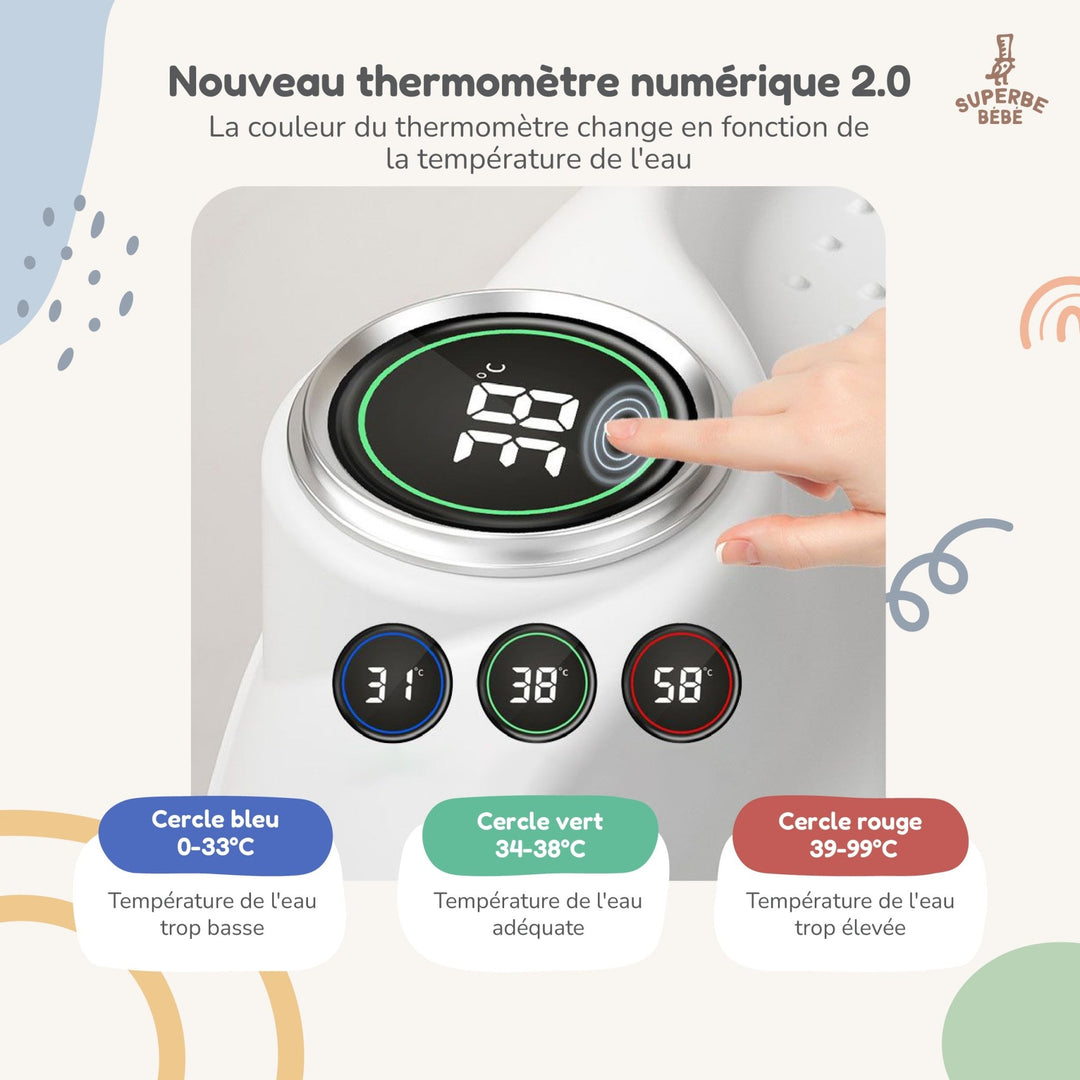 Baignoire bébé pliable - Thermomètre et transat inclus#couleur_beige