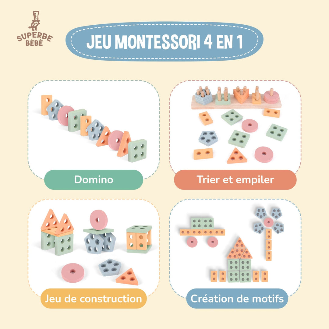 Blocs en bois à empiler - Jeu d'éveil