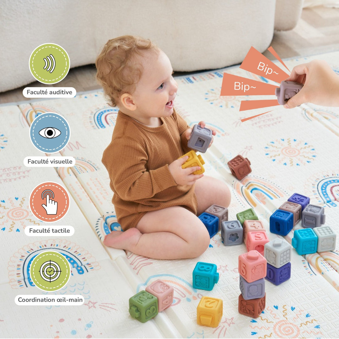 Cubes d'éveil à empiler avec son - Jeu d'éveil