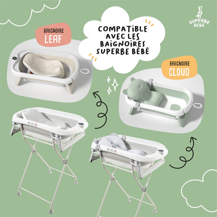 Support de baignoire bébé pliable – Kit de drainage inclus#taille_pour-baignoires-leaf-cloud