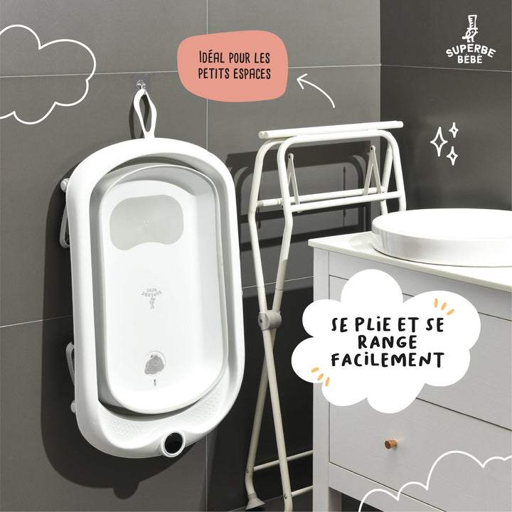 Support de baignoire bébé pliable – Kit de drainage inclus#taille_pour-baignoires-leaf-cloud