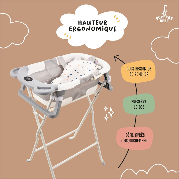 Support de baignoire bébé pliable – Kit de drainage inclus#taille_pour-baignoires-leaf-cloud
