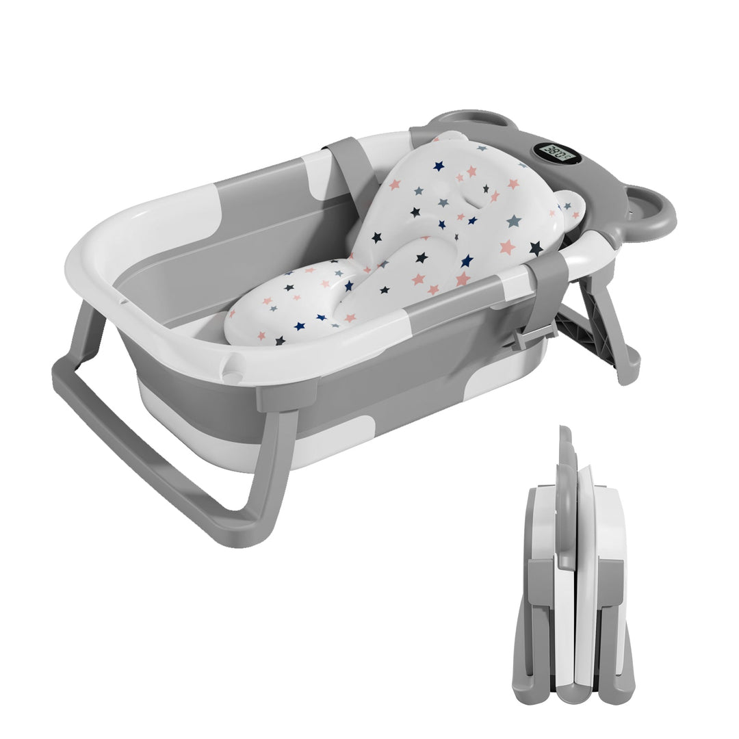 Baignoire bébé pliable compacte BEAR – Coussin & thermomètre inclus